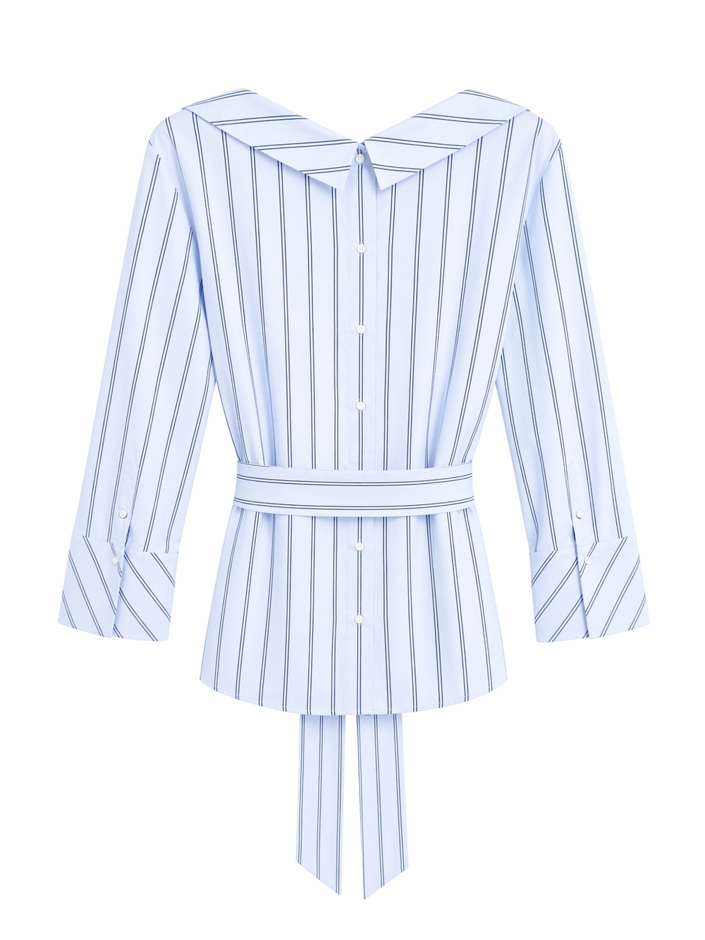 Banana Republic Blue Stripe Belted Tunic Top L NWT | Tailored Workwear Chic - Picture 4 of 16
